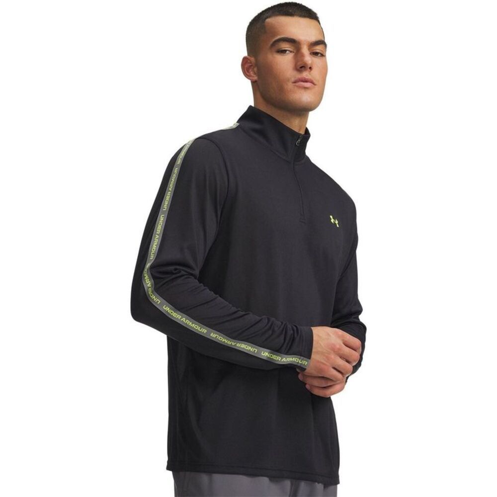 Under Armour Mens Tech Textured Half Zip Top / Black/Green